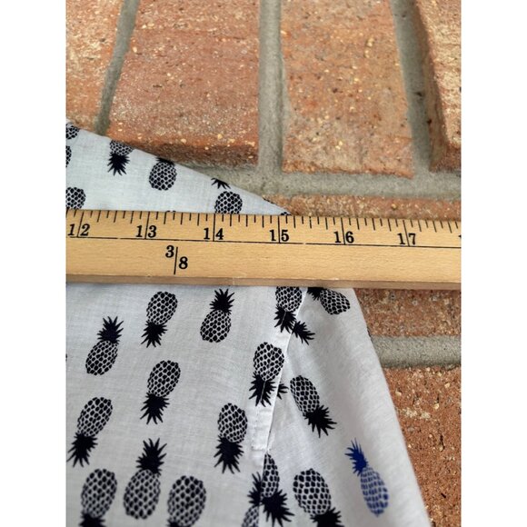 J. Crew Pineapple Print Button-Down Shirt Womens  Cotton White & Blue - Picture 4 of 11